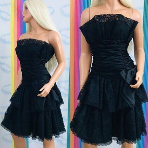 Vintage 80’s Prom Party Dress Black lace prom sz 6